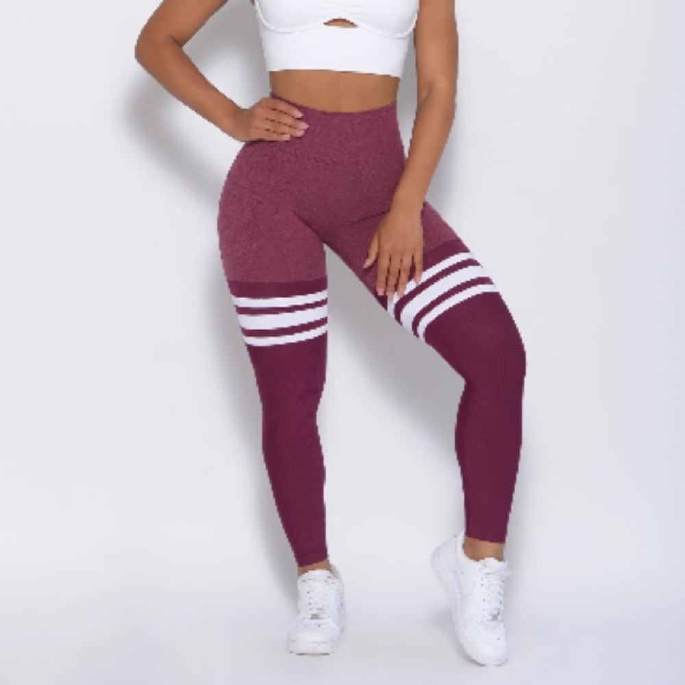 Bombshell Sportswear Perform Thigh Highs in Burgundy - Picture 9 of 12